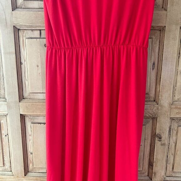 Esmara Women's Medium‎ Red Maxi V-Neck Sleeveless Dress Flowy Slits Viscose Long - Picture 11 of 11